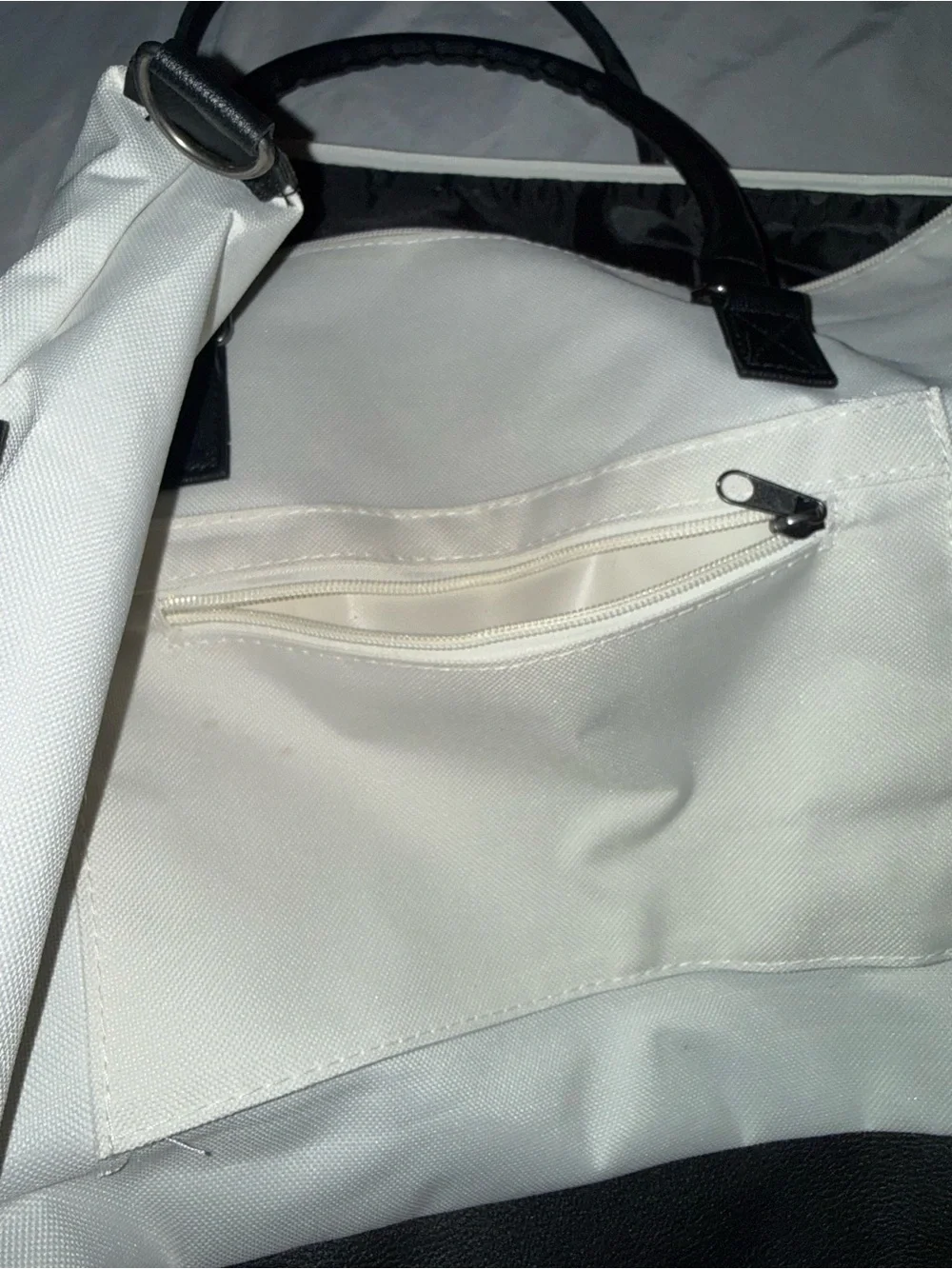 DSW Black and White Two-Tone Weekender Duffel Bag